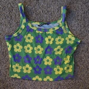SHEIN Green and Yellow Floral Tank Top